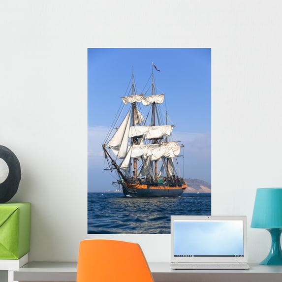 Hms Surprise Sailing Ship Wall Mural Decal by Wallmonkeys Vinyl Peel and Stick Graphic (24 in H x 16 in W)