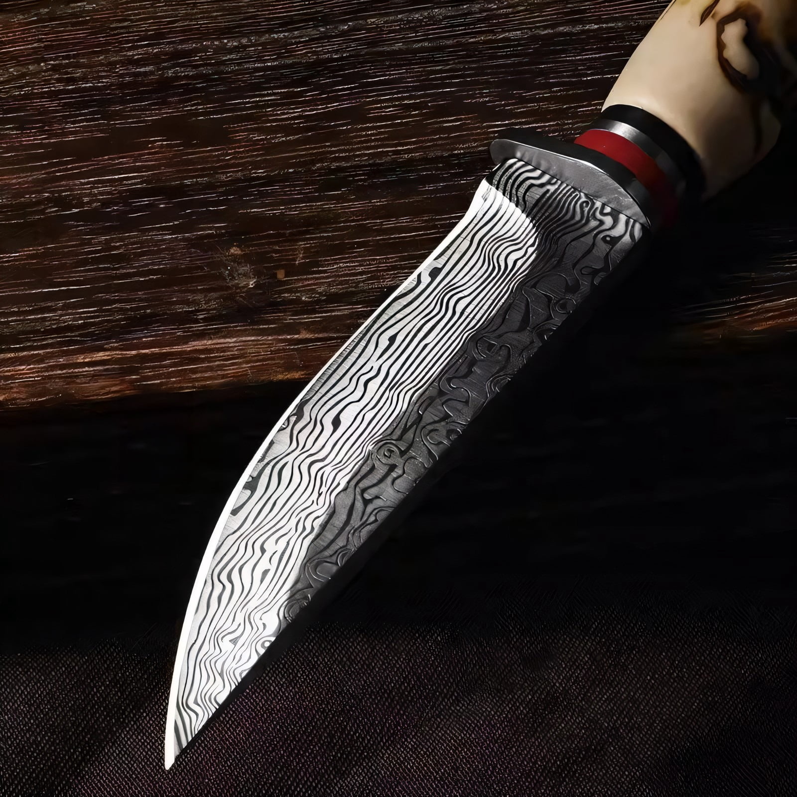 Hunting Knife with Leather Sheath - Ideal for Chopping, Camping Outdoor - Fixed Blade Bushcraft Knife - Gift for Men