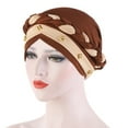 thumbnail image 2 of PMVFHDE Women Ruffle Turban Wrap Cap With Pearl Beading Solid Color Hats For Women Khaki, 2 of 8
