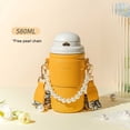 thumbnail image 4 of Women Vacuum Portable Pearl Chain Replacement Stylish Stylish Decorative Solid Color 580ml Girls Ladies Vacuums Flask Water Bottle Drinkware Yellow, 4 of 9