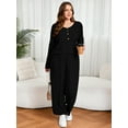 thumbnail image 2 of SHOWMALL Women's Plus Size Outfit Sets – 2 Piece Lounge Set Black 3X Long Sleeve Ribbed Top and Pants with Pockets, Soft Homewear, 2 of 8