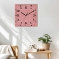 thumbnail image 3 of Peach Pink Wooden Wall Clock Silent Non Ticking, Farmhouse Burlap Solid Pink Color Modern Linen Texture Square Wall Clocks Battery Operated, Decor Clock for Home Office, Living Room, Kitchen, 12 Inch, 3 of 9