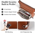 thumbnail image 3 of Bandolera con cartera RFID de piel auténtica suave, color coñac, 3 of 7