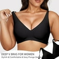 thumbnail image 4 of Womens Deep V Bras Wireless Comfortable Bra Supportive No Underwire Bras Tshirt Push Up Bralettes Plunge Seamless Bra, 4 of 9