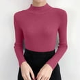 thumbnail image 5 of DYTTDG Women's Mock Neck Ribbed Knit Long Sleeve Top | Solid Slim Basic Pullover Soft Stretch Layering Shirt for Spring Fall Daily Wear, 5 of 7