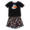 thumbnail image 5 of LIIPEE Womens Halloween Ghost Graphic Pajamas Ladies Short Sleeve Tees And Shorts Holiday Pajama Set, 5 of 6
