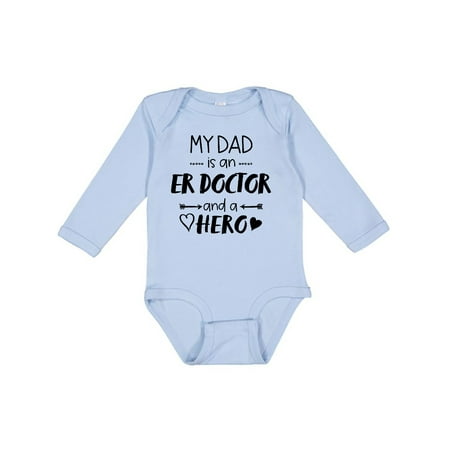 

Inktastic My Dad is an ER Doctor and a Hero Gift Baby Boy or Baby Girl Long Sleeve Bodysuit