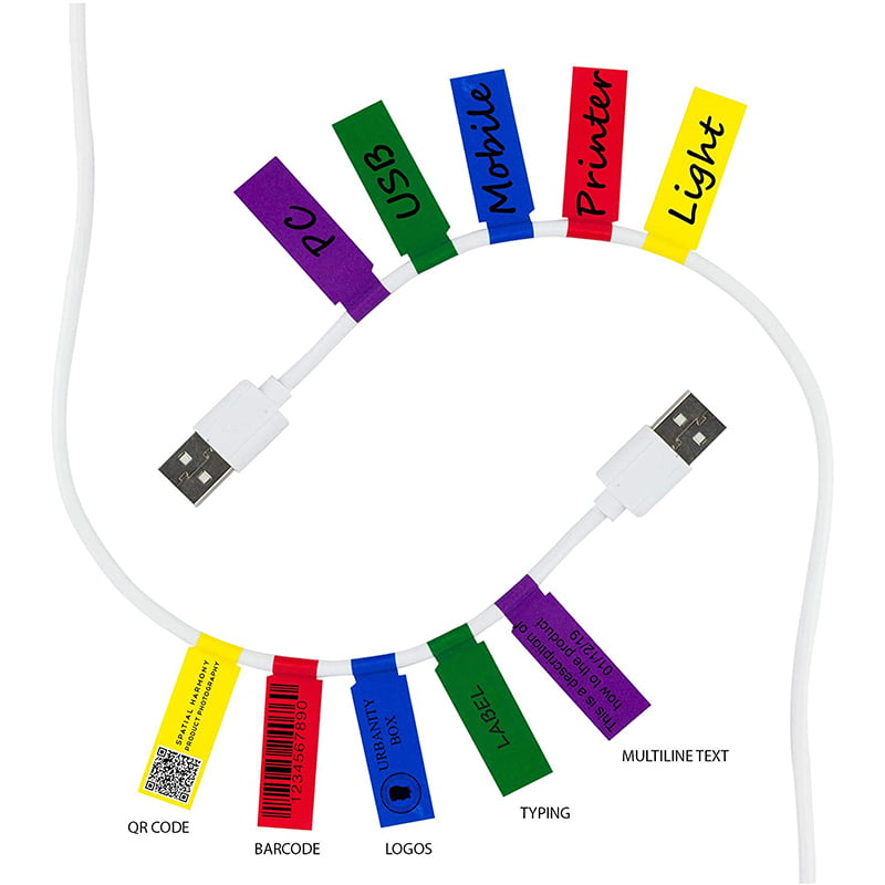 RUNCCI Cable Markers Self Adhesive Cable Labels Waterproof Tear Resistant Wire Labels 5 Colors 20 Sheets, 600 Labels