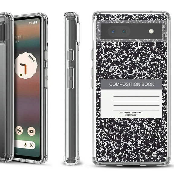 Shockproof Bumper Phone Case for Google Pixel 6a, by OneToughShield ® - Composition Book