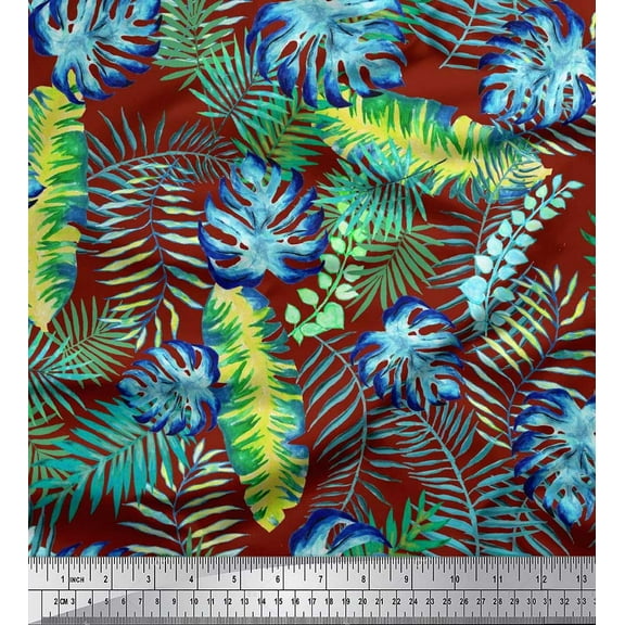Soimoi Cotton Duck Fabric Leaves Tropical Decor Fabric Printed Yard 42 Inch Wide