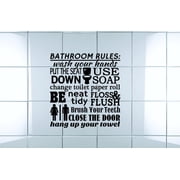 Design With Vinyl Wall Décor Stickers for Home Rules Wash Your Hands Put The Seat Down Use Soap Change Toilet Bedroom Wall Decoration for Families - Size: 10 In x 20 In