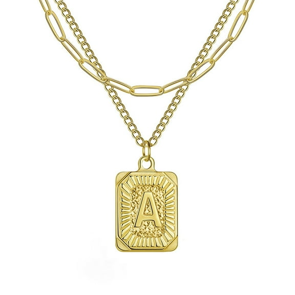 JO WISDOM 14K Plated Gold Initial Necklaces for Women Men,Alphabet Necklace,Gold Letter Necklaces 26 Capital A-Z Letter Pendant Necklaces for Women,Square Necklace For Her Initial Necklaces
