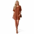 thumbnail image 6 of Hurxie Womens Rompers Casual Ribbed Short Sleeve T-Shirt Tee Romper Summer Outfits with Pockets Orange,XL, 6 of 7