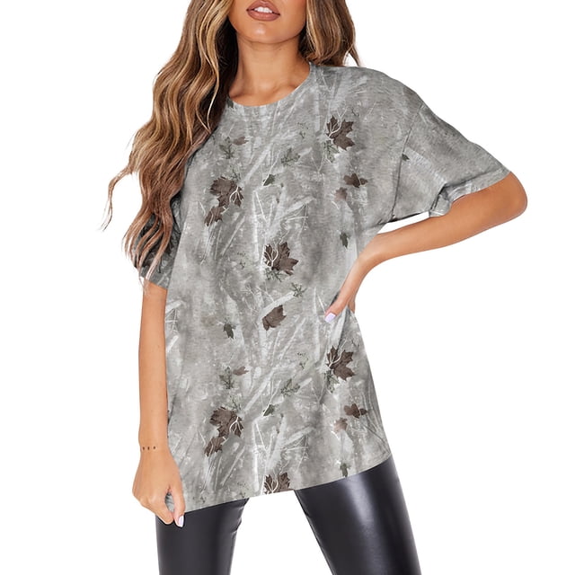 Women's Fashion O Neck Short Sleeve Workwear With Pockets Printed Tops Summer Tops For Women