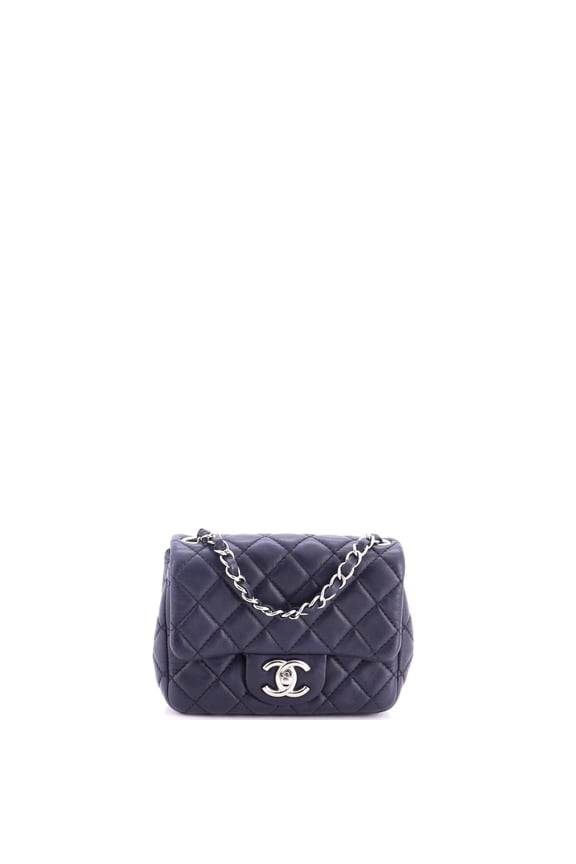 Pre-Owned Square Classic Single Flap Bag Quilted Lambskin Mini By Rebag