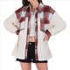 thumbnail image 2 of Chaqueta de Franela Abotonada de para Mujer, con Solapa Afelpada, Larga, Blusa A Cuadros, Otoño Rojo S, 2 of 8