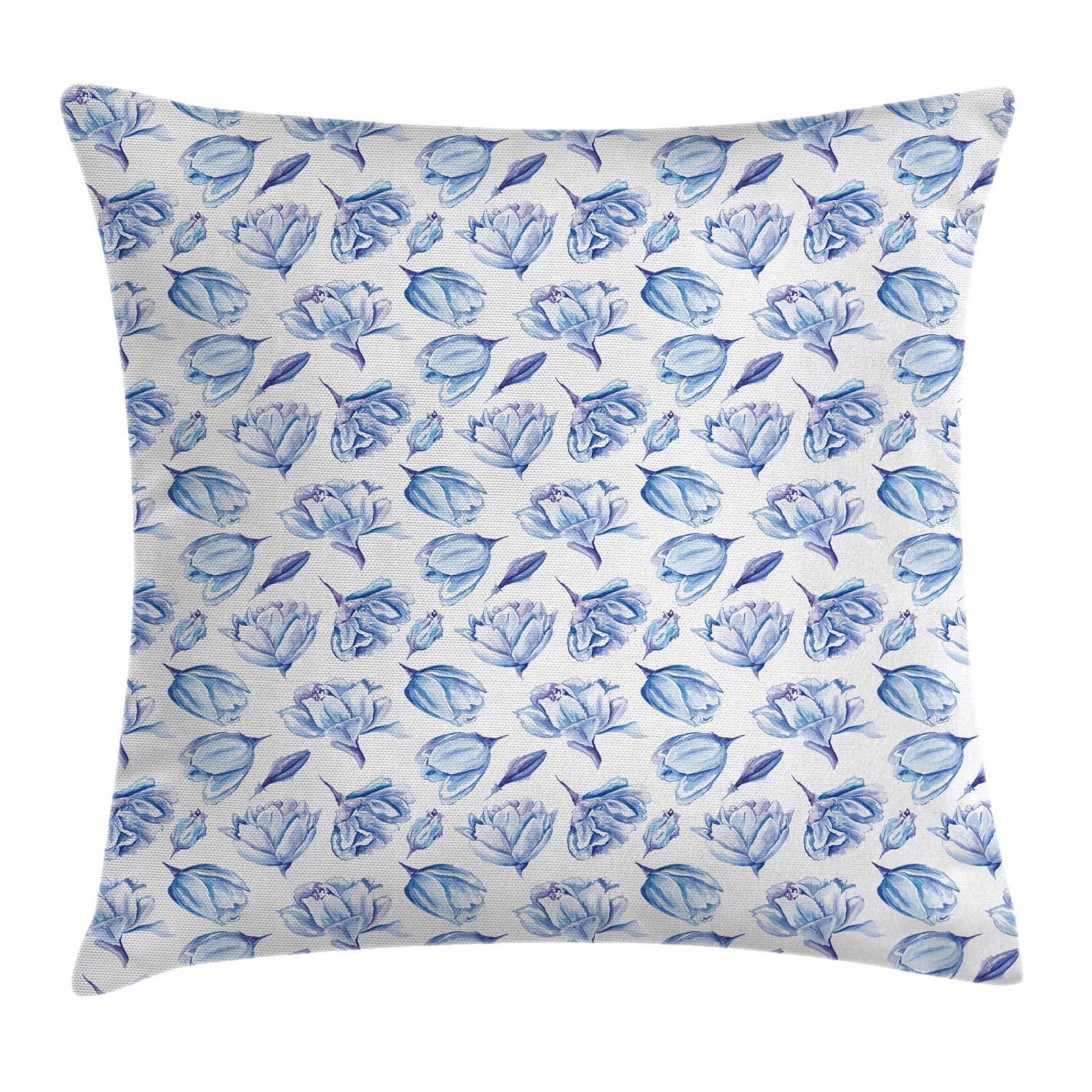 Indigo Throw Pillow Cushion Cover, Summer Theme Watercolor
