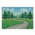 thumbnail image 1 of Spring Cutting Board, Clear Blue Sky Landscape Spring Flowers and Pathway Among Pine Trees, Decorative Tempered Glass Cutting and Serving Board, Small Size, Hunter Green Pale Blue, by Ambesonne, 1 of 1