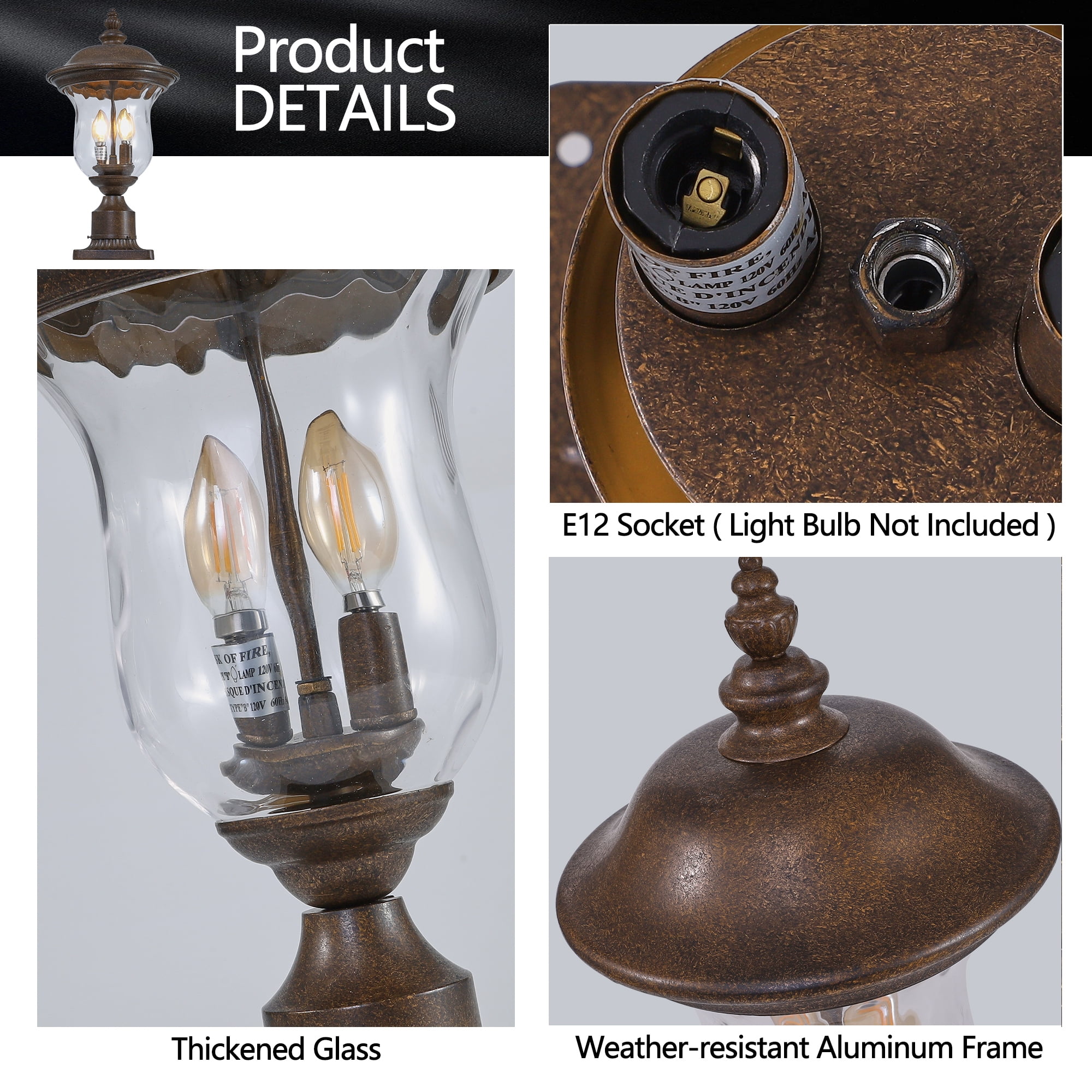 Royal Bronze outside sconces wall lighting Hot Selling Modern for Entrance Access Porch Bedroom Deck and Garage,Without light source 2*E12