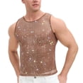 thumbnail image 2 of Purcolt Mens Rhinestone Mesh Tank Tops Trendy Casual Crewneck Sleeveless Shirts Lightweight See Through Slim Fit Clubwear T-Shirts, 2 of 6