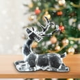 thumbnail image 1 of Fiudx Ofertas de la semana Decoración navideña de acrílico transparente con diseño de ciervo y nieve de cristal de hielo para Navidad, 1 of 7