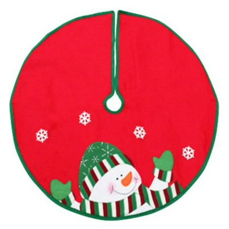 2243649-3CC Christmas Tree Skirt, Mini, Snowman, Red & Green Felt, 24-In. - Quantity