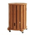 thumbnail image 1 of Solid Wood Stackable Stools Set of 4, Oak Dining Stools Side Table Nesting Tables with Caster & Brake, 1 of 7