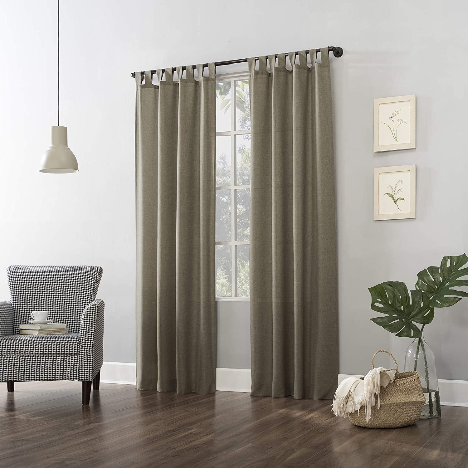 No. 918 Farrell Tab Top Semi-Sheer Curtains 40" x 84", Barley