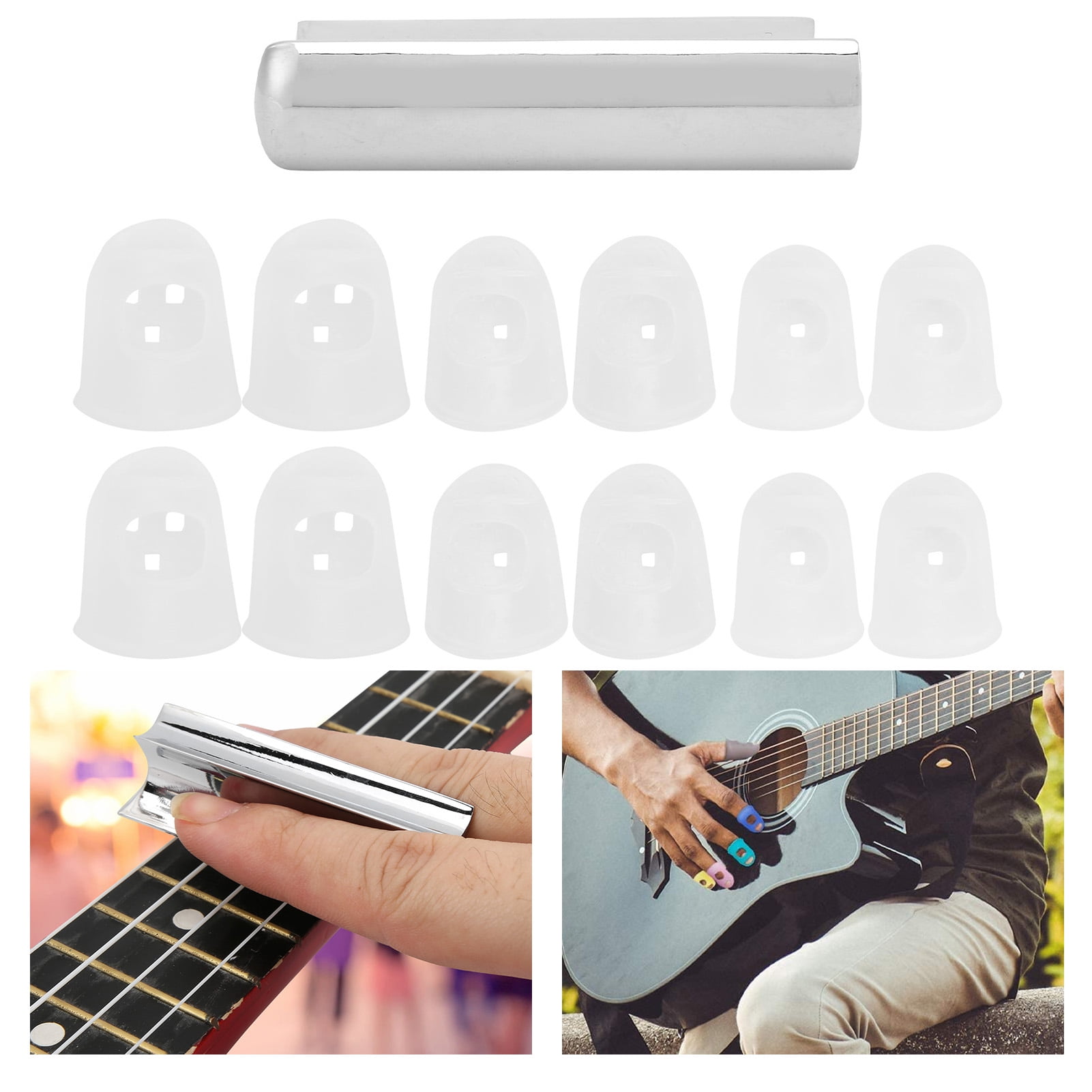 Senjay Roundnose Slide Tone Bar, Guitar Sliding Bar Zinc Alloy Grooves