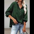 thumbnail image 4 of Sudadera con Capucha y Botones para Mujer, con Cuello en V, Larga y Cordón Ajustable. Camisetas Henley. Verde S, 4 of 9
