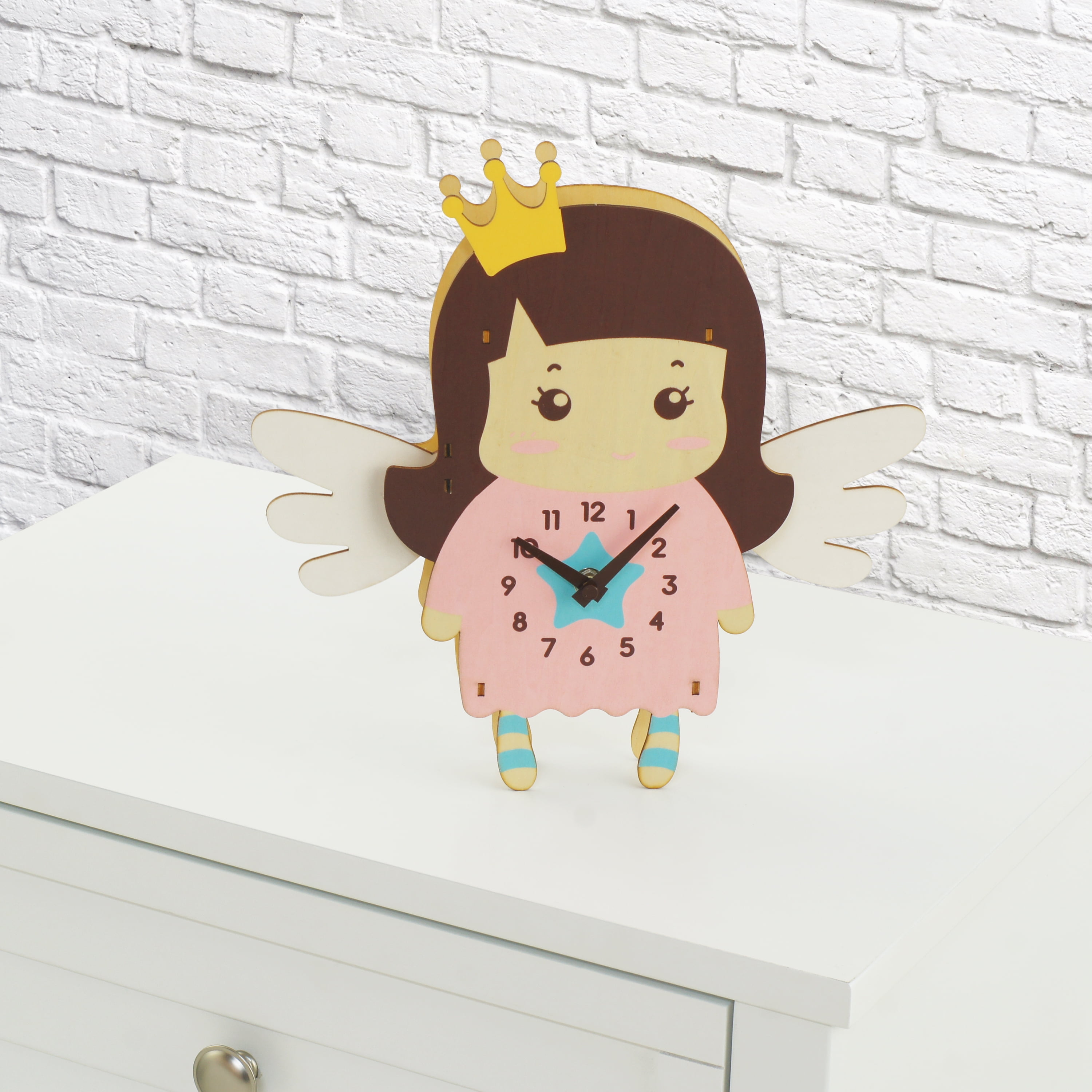 Sterling & Noble Indoor Princess Shaped Analog Pendulum Wall/Tabletop Clock