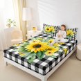 thumbnail image 4 of Homewish Classic Geometric Plaid Twin Sheet Sets,Summer Plant Sunflower Twin Fitted Sheet,Rustic Flower Floral Flat Sheet For Teens,Ultra Soft Home Decor,3-Piece, 4 of 7