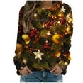 thumbnail image 3 of BiZtdJrK Ofertas Flash Christmas Shirts for Women Funny Graphic Print Long Sleeve Tops Casual Crewneck Pullover Sweatshirts Going Out Outfits Red L, 3 of 5