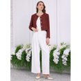thumbnail image 3 of DARING DIVA Women's Collarless Plaid Button Front Crop Tweed Jacket S Red, 3 of 5