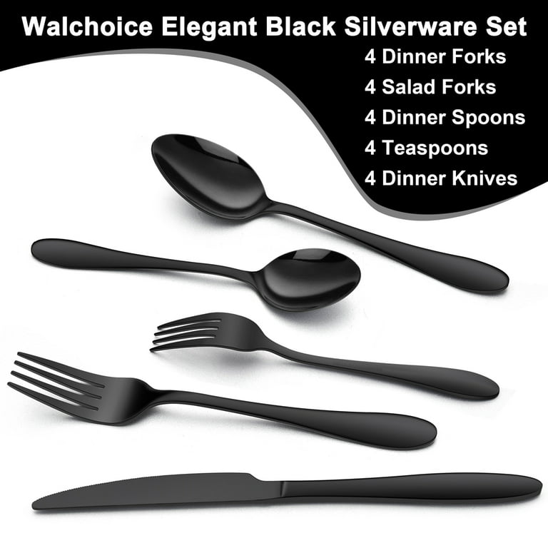 20-Piece Black Silverware Set, EWFEN Black Flatware Set