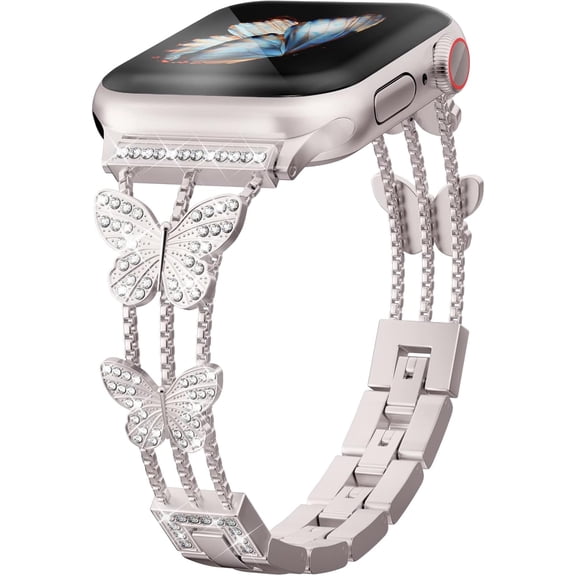 REQO Metal Starlight Band - compatible with Apple Watch Series 10/9/8/7/6/5/4/3/2/1/SE/Ultra - shiny and stylish for women in sizes 38mm 40mm 41mm 42mm 44mm 45mm 49mm (38MM)