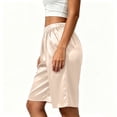 thumbnail image 6 of Costeam Womens Cooling Silky Knit Bermuda Shorts No Pockets Full Elastic High Waist Lightweight Breathable Wrinkle Free Loose Mid Knee Casual Short Bottoms, 6 of 7
