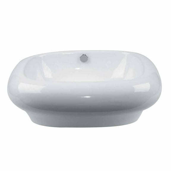 Renovators Supply Mushroom Bathroom Sink 23 in. Square White Ceramic Countertop Vessel Sink
