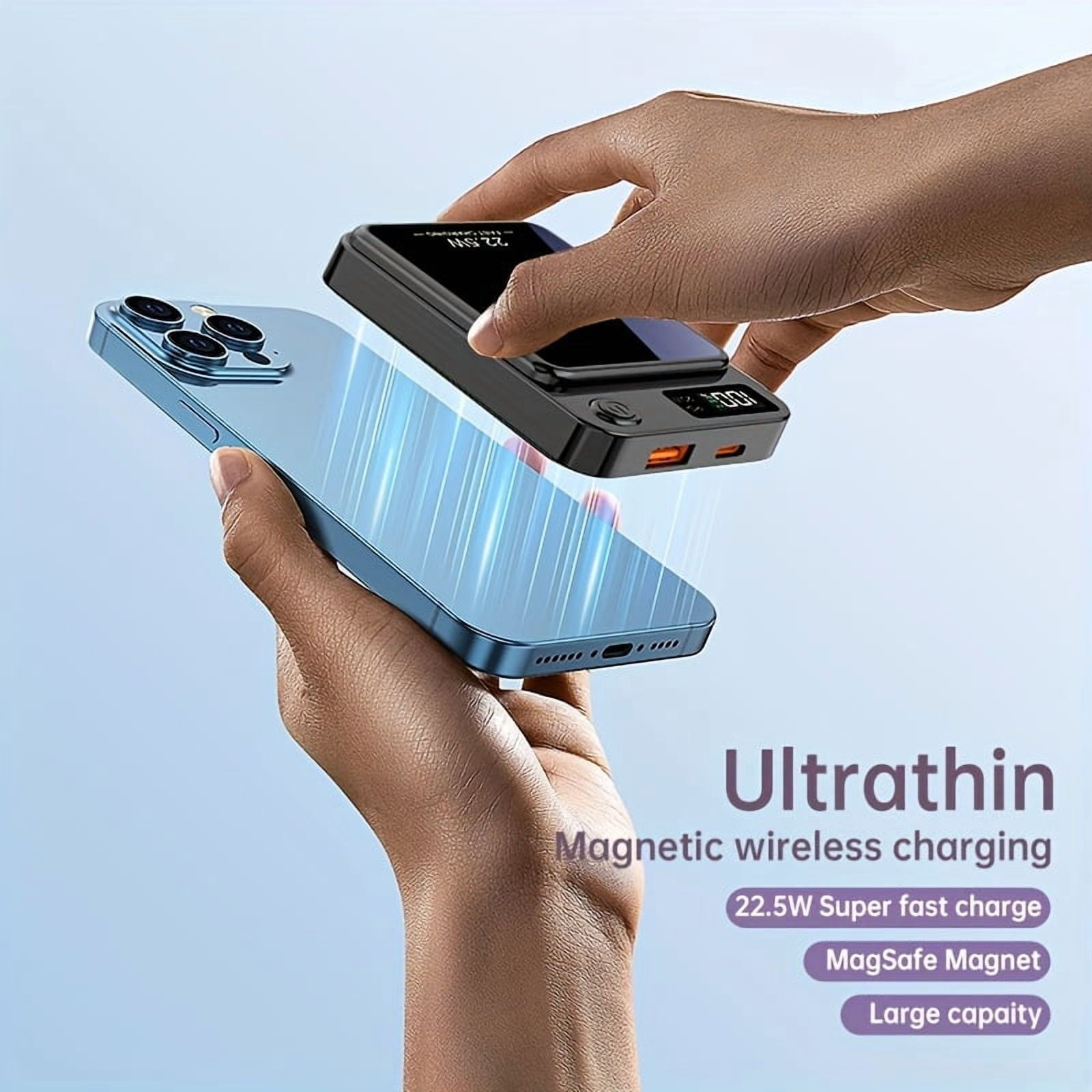 Portable 10000/5000Mah Magnetic Wireless Charger 22.5W PD QC Fast Charging USB-C Power Bank for Android