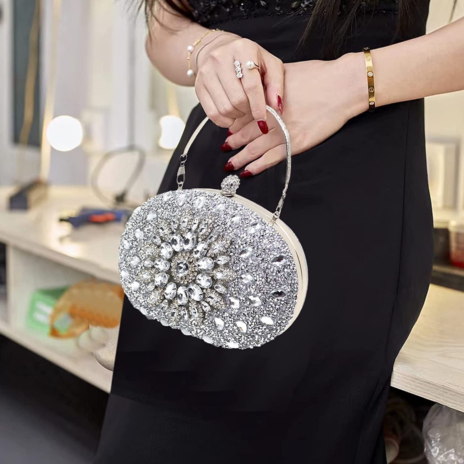 Rhinestone Evening Clutch Bag for Women Bridal Diamonds Clutch Purses  Wedding Purse Prom Cocktail Party Handbags - Walmart.com