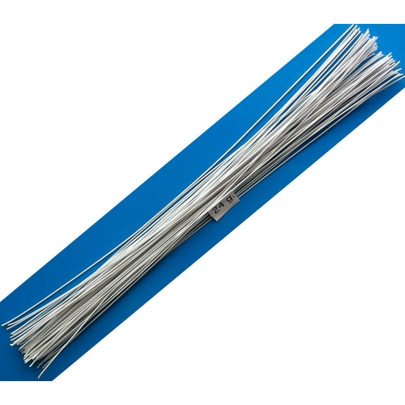 24 Gauge White Cotton Covered Floral Wire - 60 feet per bundle (118.3m) in 12 inch (30.5cm) lengths