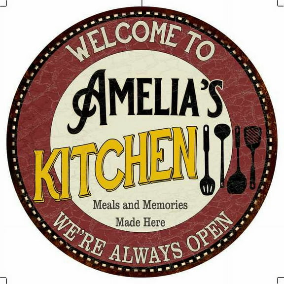 Amelia's Kitchen 12" Round Metal Sign Bar Game Room Wall Déco 200120040333
