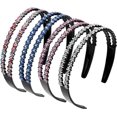 thumbnail image 1 of Diademas dobles con diamantes de imitación 4 piezas colores mezclados, 1 of 5