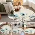 thumbnail image 5 of Round Area Rug 8 Ft, Teal Spring Floral Washable Non-Slip Circle Carpet for Living Room/Bedroom, Vintage Botanical Retro Art Collection Low-Profile Large Area Rugs for Indoor, 5 of 7