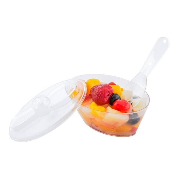 Deli Cup, Fruit Cup, Retail Cup with Lid and Spork Oval 4 oz