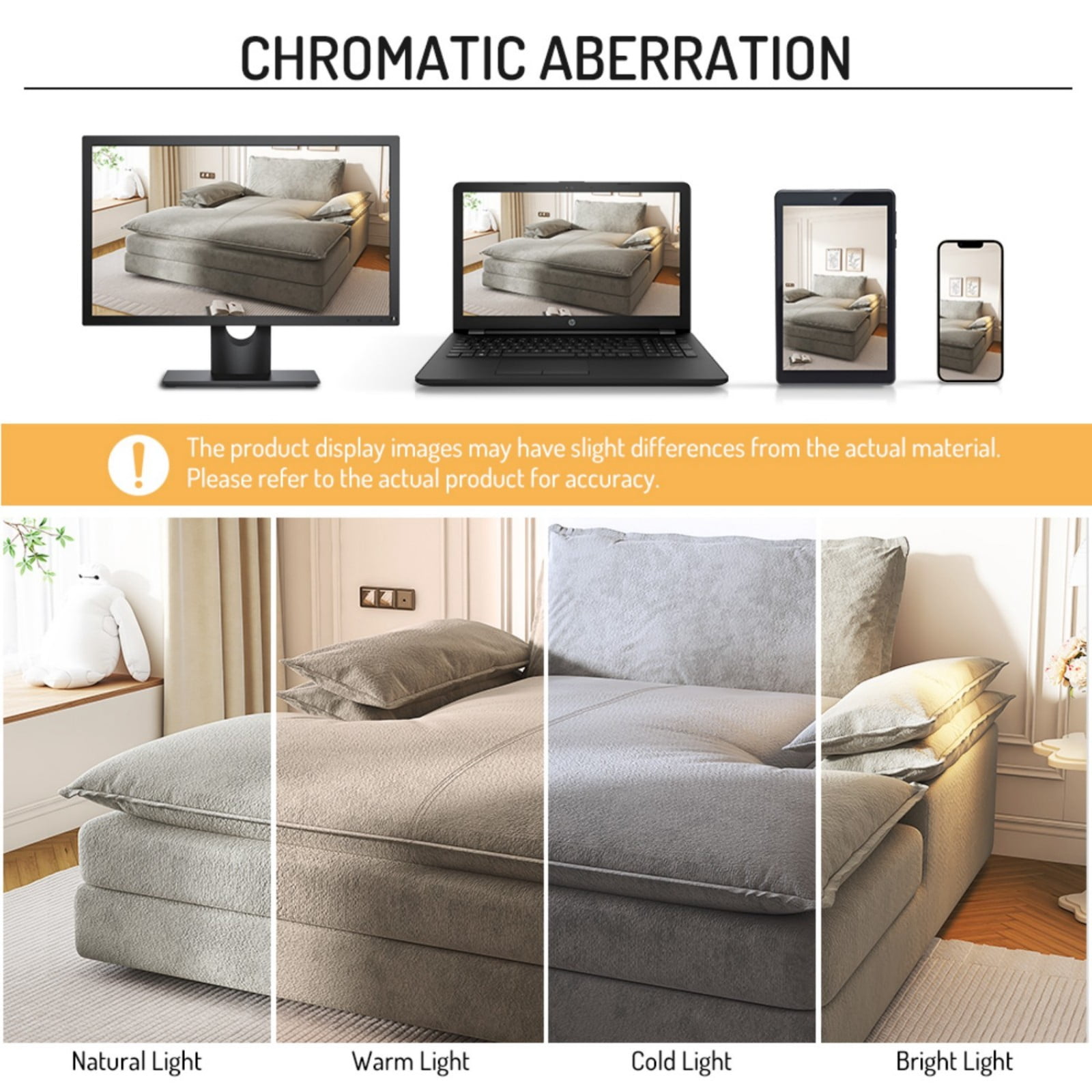 Aukfa 80" Oversized Double Chaise Lounge, Boneless Cloud Upholstered Sofa Bed, Sleeper Loveseat with Removable Deep Seat Cushions, Gray
