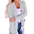 thumbnail image 2 of Suéter de Punto de Larga para Mujer, Otoño 2025, Cárdigan Abierto con Botones, Prenda Exterior Holgada Gris XXL, 2 of 8