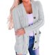 thumbnail image 2 of Suéter de Punto de Larga para Mujer, Otoño 2025, Cárdigan Abierto con Botones, Prenda Exterior Holgada Gris S, 2 of 8