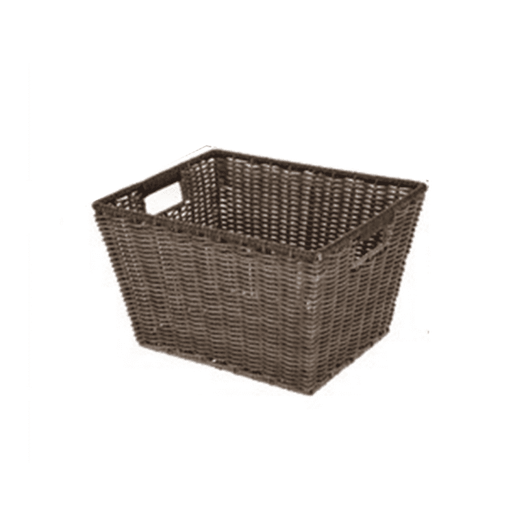 (2 pack) Better Homes & Gardens Large Poly Rattan Decorative Storage Basket with Handles, 14 in x 11 in x 8.5 in