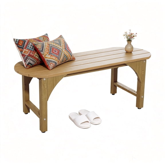 Minimalist HIPS Outdoor Bench - Backless Design with Slat Seat for Patio, Park, Lounge
